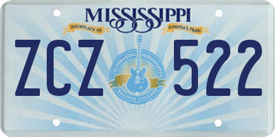 MS license plate ZCZ522