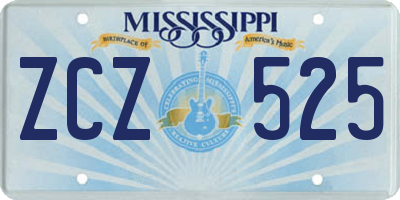MS license plate ZCZ525