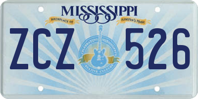 MS license plate ZCZ526