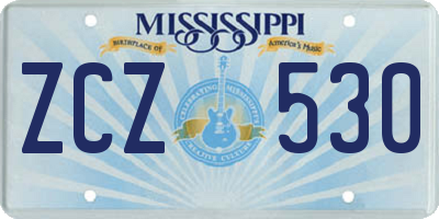 MS license plate ZCZ530