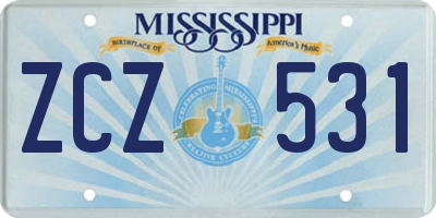MS license plate ZCZ531