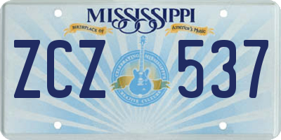 MS license plate ZCZ537