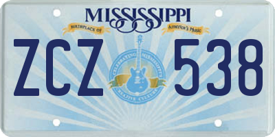 MS license plate ZCZ538
