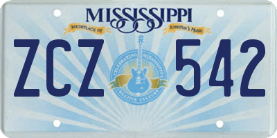 MS license plate ZCZ542