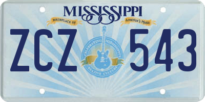 MS license plate ZCZ543