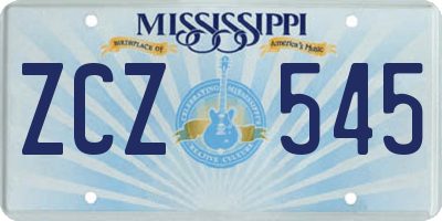 MS license plate ZCZ545