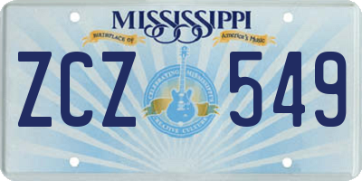 MS license plate ZCZ549