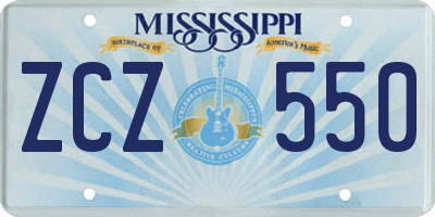 MS license plate ZCZ550