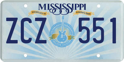 MS license plate ZCZ551