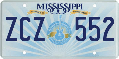 MS license plate ZCZ552