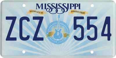MS license plate ZCZ554