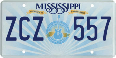 MS license plate ZCZ557