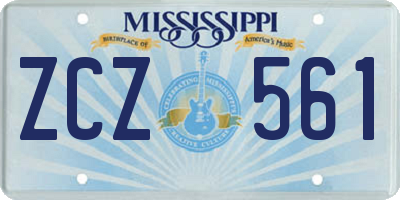 MS license plate ZCZ561