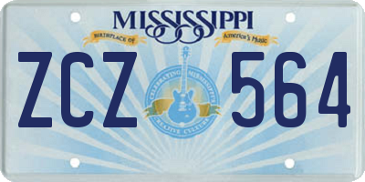 MS license plate ZCZ564