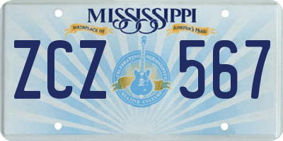 MS license plate ZCZ567