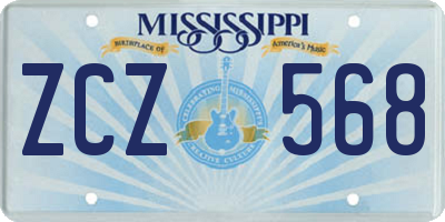 MS license plate ZCZ568