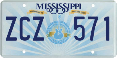 MS license plate ZCZ571