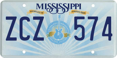 MS license plate ZCZ574