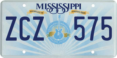 MS license plate ZCZ575