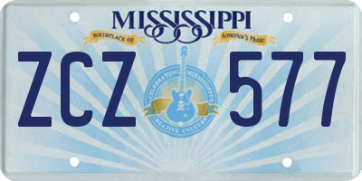 MS license plate ZCZ577
