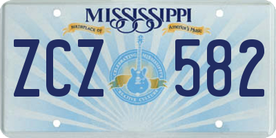 MS license plate ZCZ582