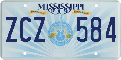 MS license plate ZCZ584