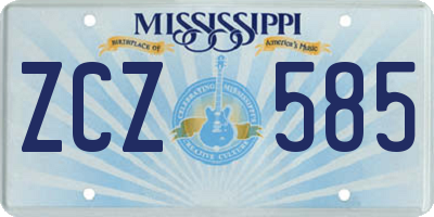 MS license plate ZCZ585