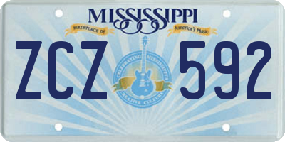 MS license plate ZCZ592