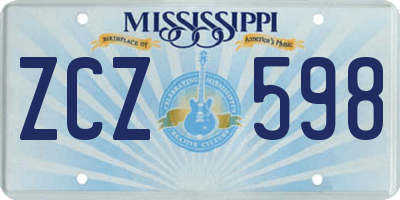 MS license plate ZCZ598