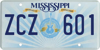 MS license plate ZCZ601