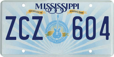 MS license plate ZCZ604