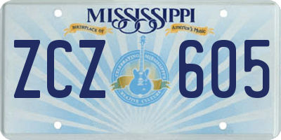 MS license plate ZCZ605