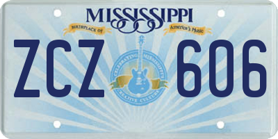 MS license plate ZCZ606