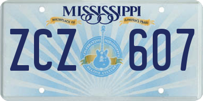 MS license plate ZCZ607