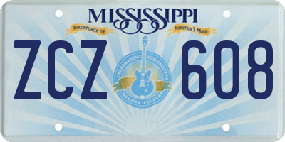 MS license plate ZCZ608