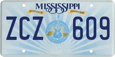 MS license plate ZCZ609
