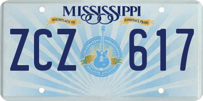 MS license plate ZCZ617