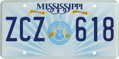 MS license plate ZCZ618