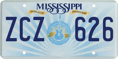MS license plate ZCZ626