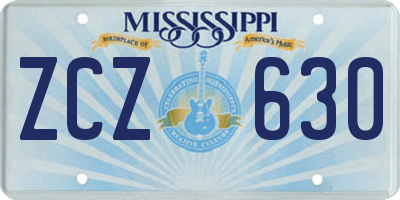 MS license plate ZCZ630
