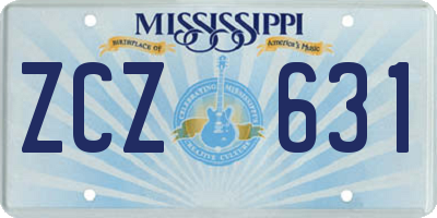 MS license plate ZCZ631