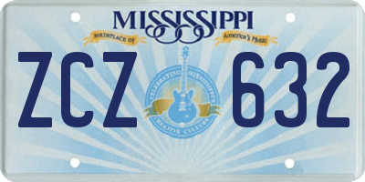 MS license plate ZCZ632
