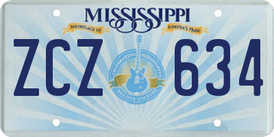MS license plate ZCZ634
