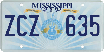 MS license plate ZCZ635