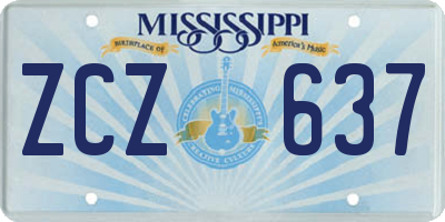 MS license plate ZCZ637