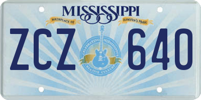 MS license plate ZCZ640