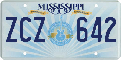 MS license plate ZCZ642