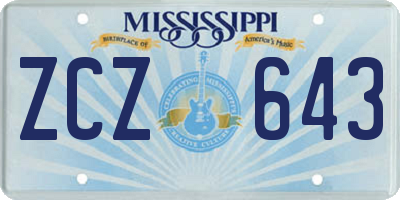 MS license plate ZCZ643