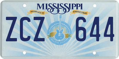 MS license plate ZCZ644
