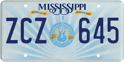 MS license plate ZCZ645